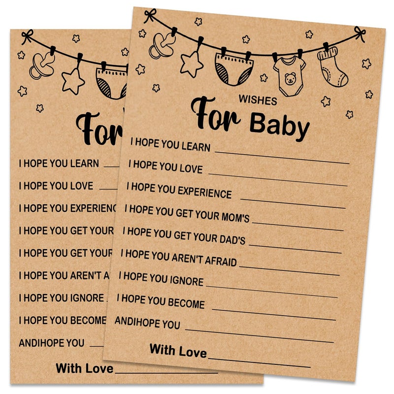 Misaidou Baby Shower Game, Wishes for Baby, Baby Shower Ideas, Party Activities Ideas Supplies, Baby Shower Party Games Supplies & Activities, 30 Game Cards Included, Kraft - Image 1